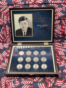 Various 1964-2007 Kennedy Half Dollar Collection in Nice Wooden Box Display - The 35th President of 