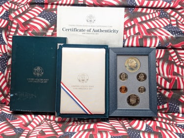 1990 P & S U.S. Mint Prestige Set in OGP w/ COA - Includes Eisenhower Centennial Commemorative Silve