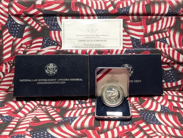 1997-P PROOF National Law Enforcement Officers Memorial Commemorative Silver Dollar in OGP w/ COA