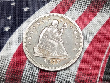 *VF+* 1857-O w/ Drapery Seated Liberty Quarter