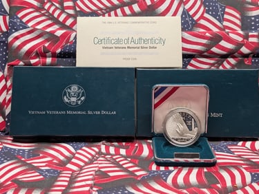 1994-P PROOF Vietnam Veterans Memorial Commemorative Silver Dollar in OGP w/ COA