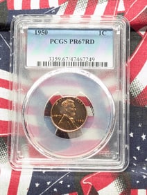 1950 PROOF Lincoln Wheat Cent - PCGS PR67 RD
