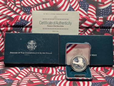 1994-P PROOF Prisoner of War Commemorative Silver Dollar in OGP w/ COA