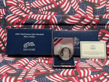 2005-P UNC Chief Justice John Marshall Commemorative Silver Dollar in OGP w/ COA