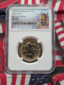 2021-D Sacagawea Military Service $1 Coin - NGC MS68