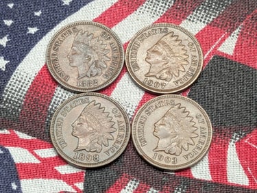 1882 *XF*, 1898 *AU*, 1903 *XF+* & 1907 *XF* Indian Head Cents 