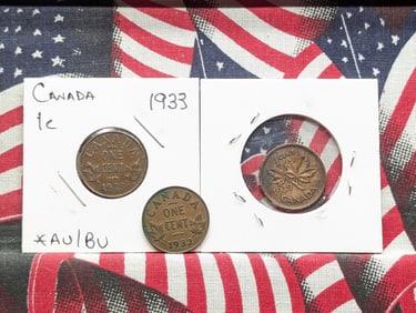 (3) Canadian Cents 1932, 1933, 1939