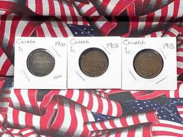 (3) Canadian Large Cents 1900, 1902, 1913