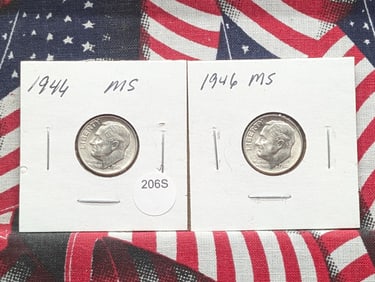 (2) 1946 Silver Roosevelt Dimes MS