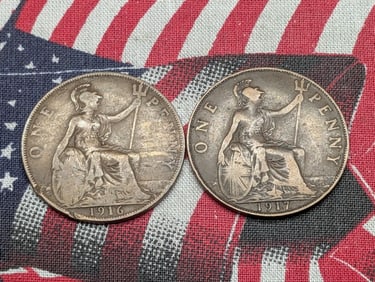 1916 & 1917 Great Britain Large Cents 