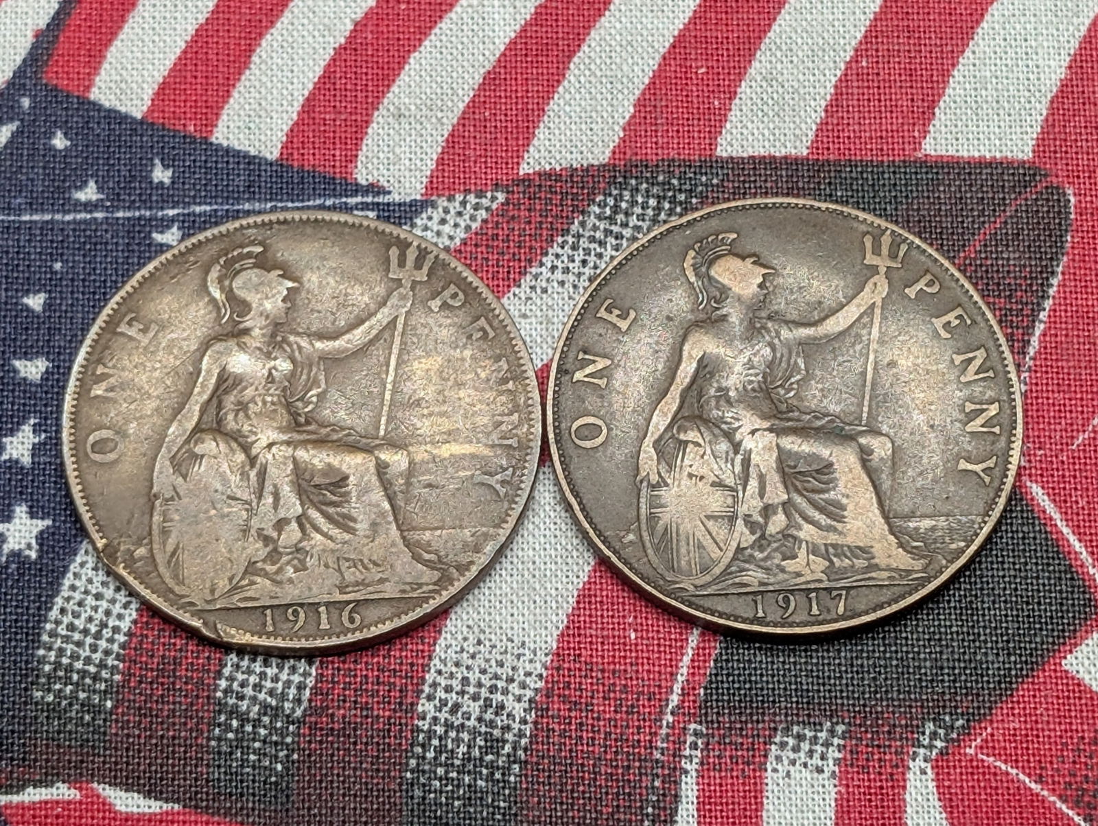 1916 & 1917 Great Britain Large Cents  (1 of 2)