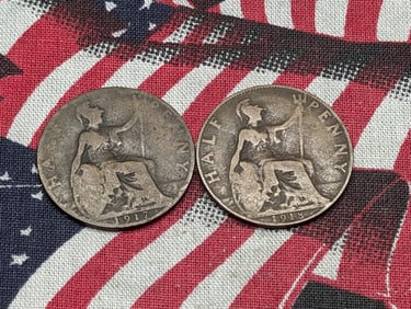 1917 & 1918 Great Britain Half Cents 