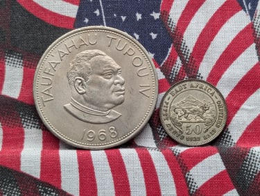 1922 British East Africa Silver 50 Cents/Half Shilling & 1968 Tonga 1 Pa?anga (2 PCS)