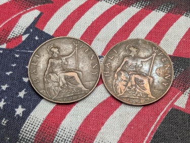 1906 & 1911 Great Britain Half Cents 