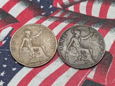 1912 & 1913 Great Britain Large Cents 