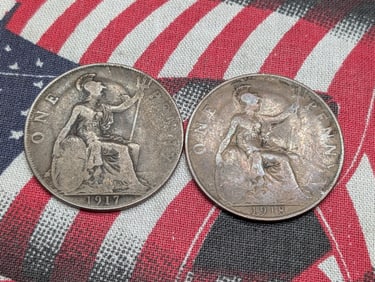 1917 & 1918 Great Britain Large Cents 