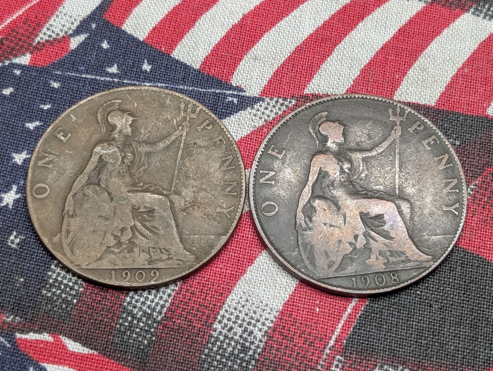 1908 & 1909 Great Britain Large Cents  (1 of 2)