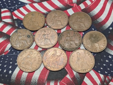(10) Great Britain Large Cents (4) 1962, (3) 1966, (3) 1967