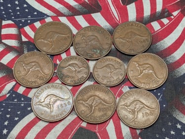 (10) Australia Penny and Half Penny Mixed Dates 