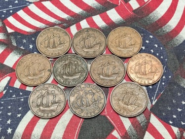 (10) Mixed Dates Great Britain Half Cents 1940' to 1950's 