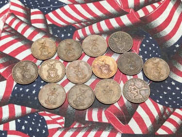 (15) Philippines One Centavo 1904, 1916, (2) 1937, (12) 1944