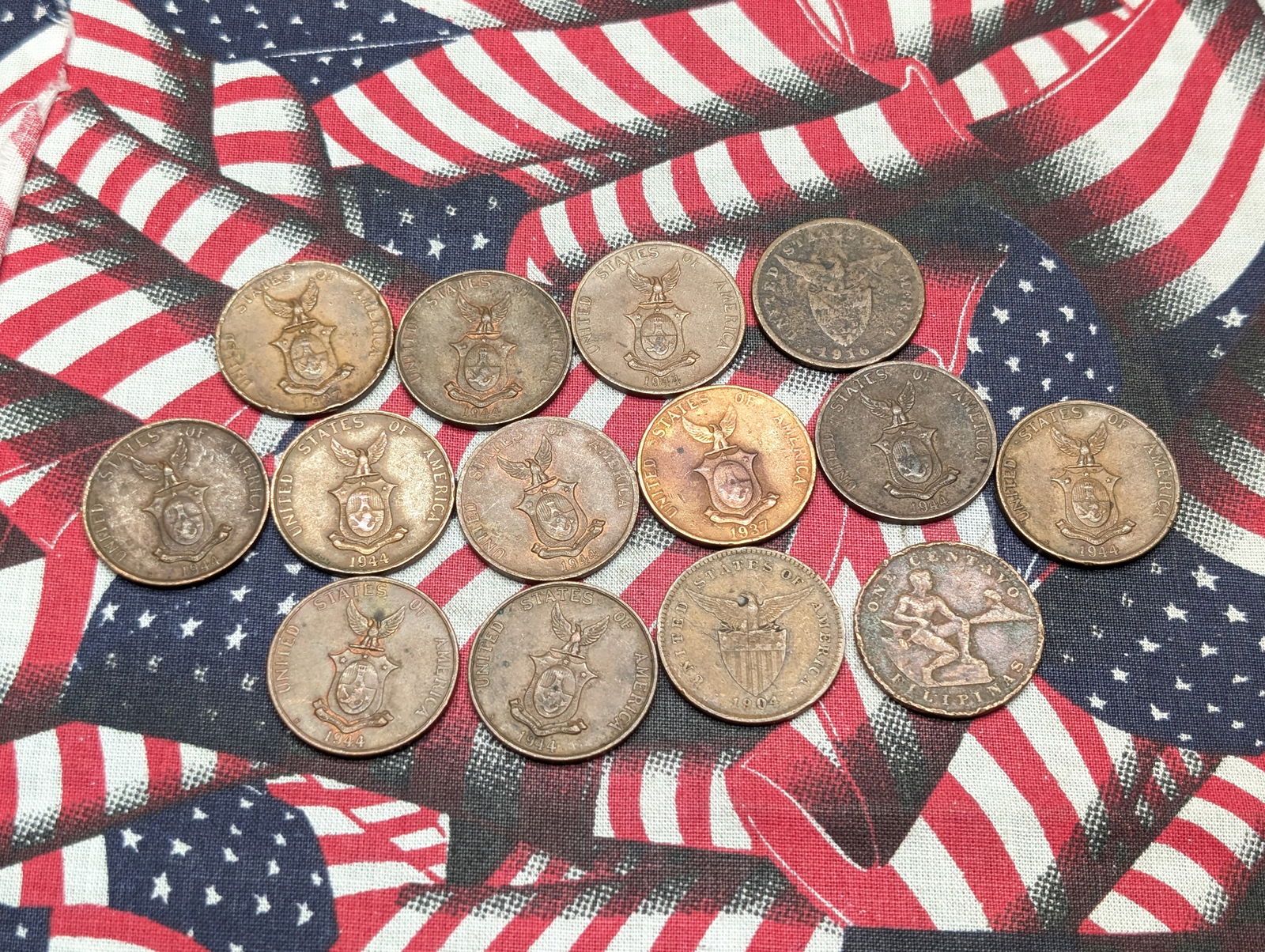 (15) Philippines One Centavo 1904, 1916, (2) 1937, (12) 1944 (1 of 5)