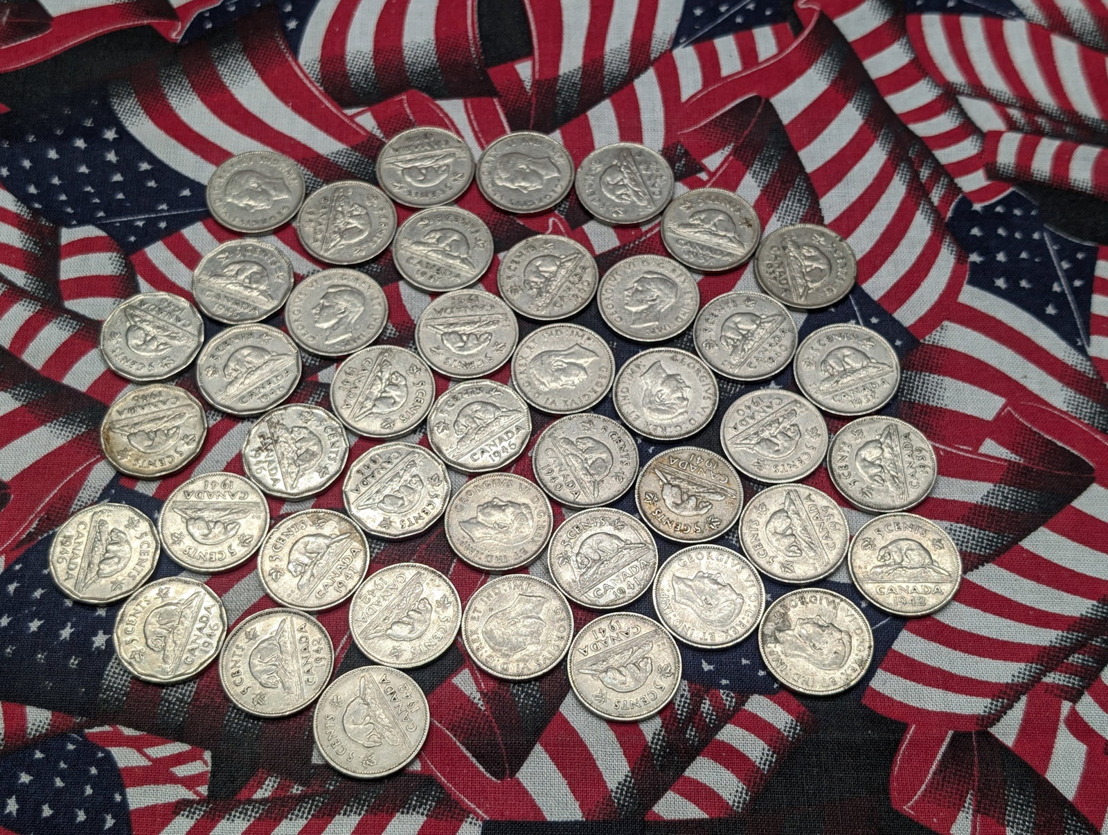 (43) Canadian Nickels 1937-1946: (43) Canadian Nickels 1937-1946