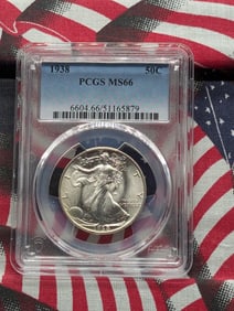 *SEMI-KEY DATE* 1938 Walking Liberty Half Dollar - PCGS MS66