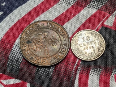 1933 Hong Kong 1 Cent & 1903 Netherlands Silver 10Cents 
