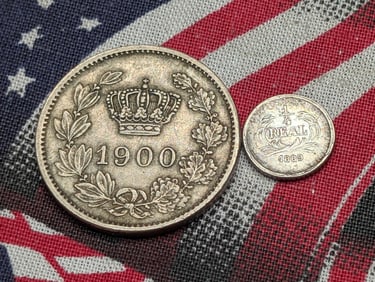 1900 Romania 20 Bani & 1889 Nicaragua 1/4 Silver Real (2 PCS)