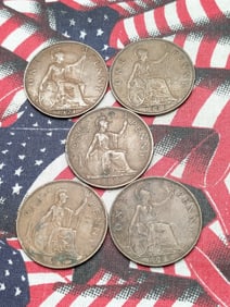(5) Great Britain Large Cents 1921, 1930, 1936,, 1937, 1938