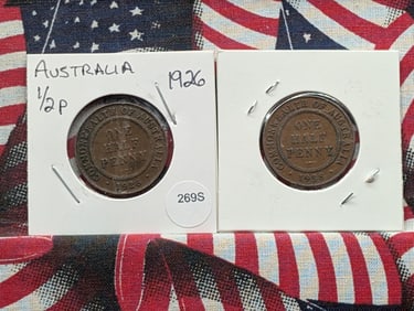 (2) Australia Half Cents 1926, 1938