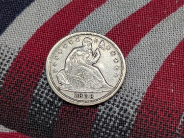 *AU+* 1838 w/ Drapery & Small Stars Seated Liberty Half Dime