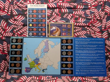 Lot of Two Various Dated Euro Coin Collections in Displays w/ COA