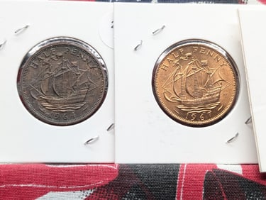 (4) Great Britain Half Cents 1964, 1967, 1943, 1962