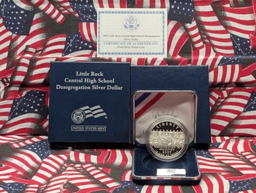 2007-P PROOF Little Rock Central High School Desegregation Commemorative Silver Dollar in OGP w/ COA