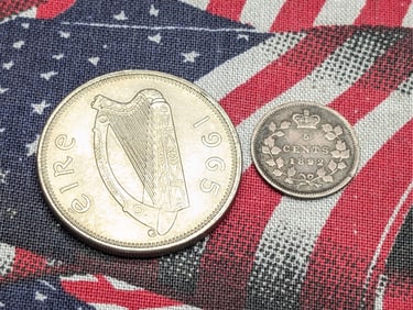 1965 Ireland 1 Florin/2 Shillings & 1892 Canada 5 Silver Cents (2 PCS)