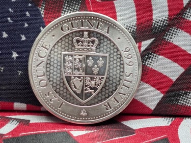 1.25 Oz. .999 SILVER 2022 East India Company Guinea 1.25 Pounds St. Helena Rose Shield Coin