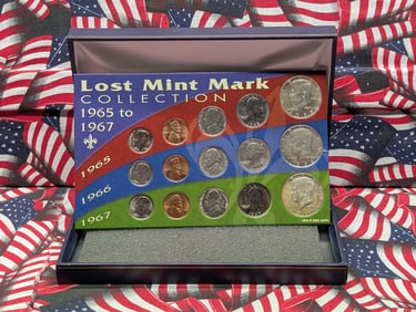 1965-1967 Lost Mint Mark Coin Collection in Display Box - Includes Silver