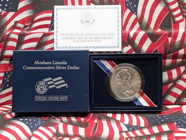 2009-P UNC Abraham Lincoln Commemorative Silver Dollar in OGP w/ COA
