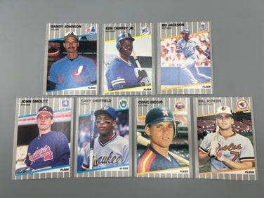 Lot of (7) 1989 Fleer Baseball Star Player & Rookie Cards W/ Ken Griffey Jr. RC, Randy Johnson