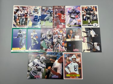 Lot of (15) Assorted Dallas Cowboys Star Player Football Cards - Varying Conditions