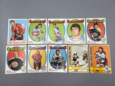 Lot of (10) 1970s Topps Hockey Cards W/ Stars - Varying Conditions - Stan Mikita, Phil Esposito,