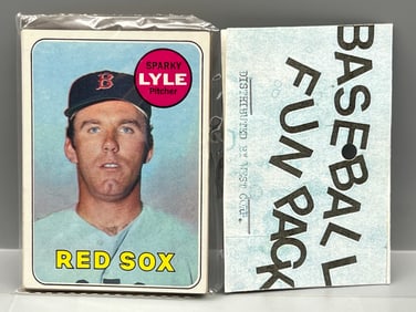 West Corp. Baseball Cello Fun Pack Repack 1969 Topps Unopened Pack - Sparky Lyle RC On Front