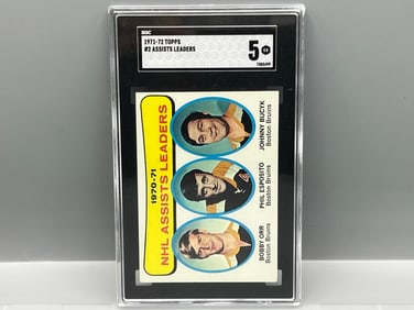 1971-72 Topps NHL Assists Leaders Orr/Esposito/Bucyk #2 SGC EX 5