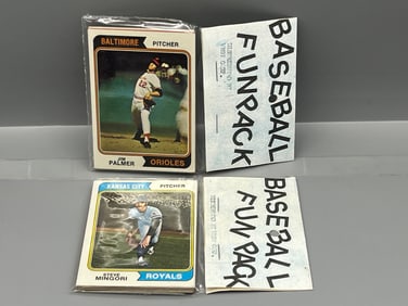 Lot of (2) West Corp. Baseball Cello Fun Pack Repack 1974 Topps Unopened Packs - Jim Palmer On Front