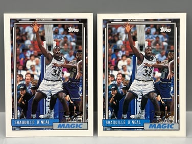 Lot of (2) 1992-93 Topps Shaquille O'Neal RCs #362
