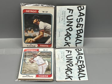 Lot of (2) West Corp. Baseball Cello Fun Pack Repack 1974 Topps Unopened Packs - Al Kaline On Front