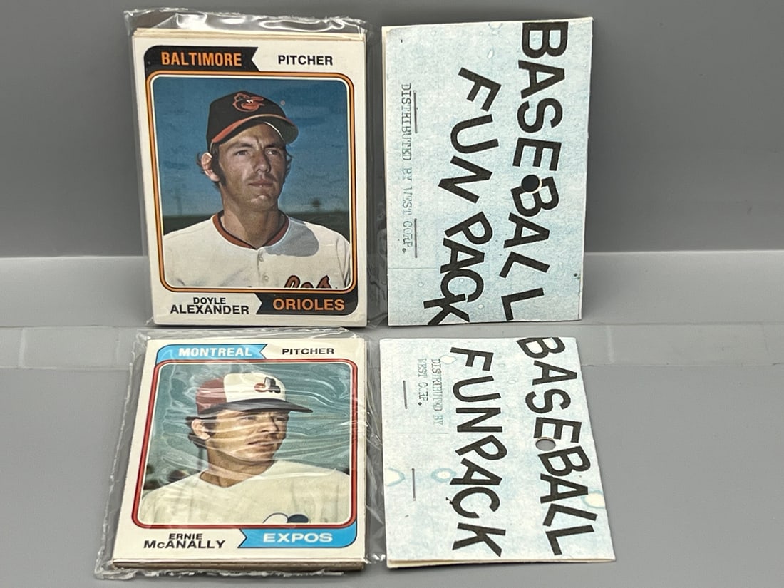 Lot of (2) West Corp. Baseball Cello Fun Pack Repack 1974 Topps Unopened Packs (1 of 2)