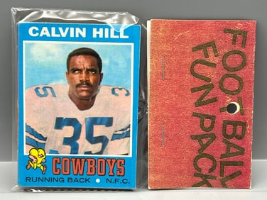 West Corp. Football Cello Fun Pack Repack 1971 Topps Unopened Pack - Calvin Hill on front, Merlin